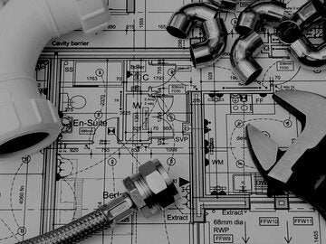Plumbing Components Arranged On House Plans